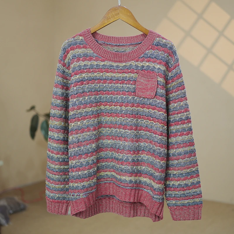 8913时尚休闲春季圆领毛衣百搭宽松