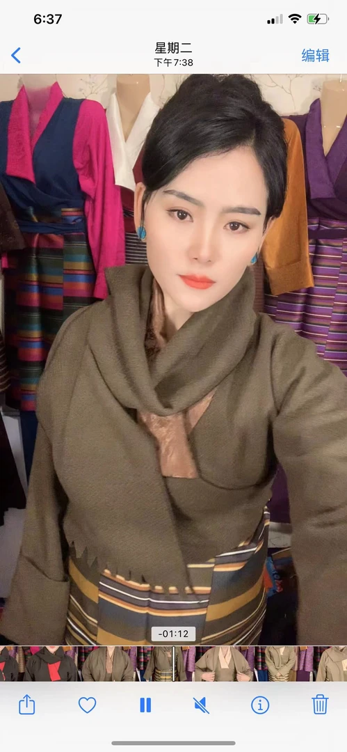 冬季款藏式有袖子酷鲁藏装戴围巾+酷鲁班典/+衬衣四件套藏袍