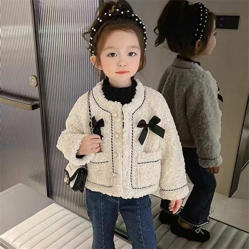 3周岁-6周岁秋冬女童装外套宝宝洋气儿童个性潮牌小香风加绒加厚