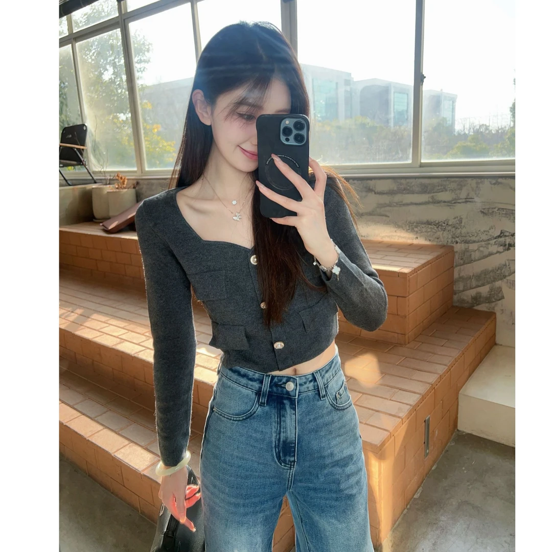 【CloudSweet 02/22 10:00】名伶千金/羊毛混纺海鸥领针织短上衣