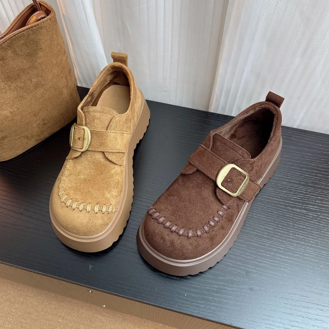 5CM增高加绒舒适复古勃肯鞋女2025冬季新款保暖百搭气质时尚女鞋