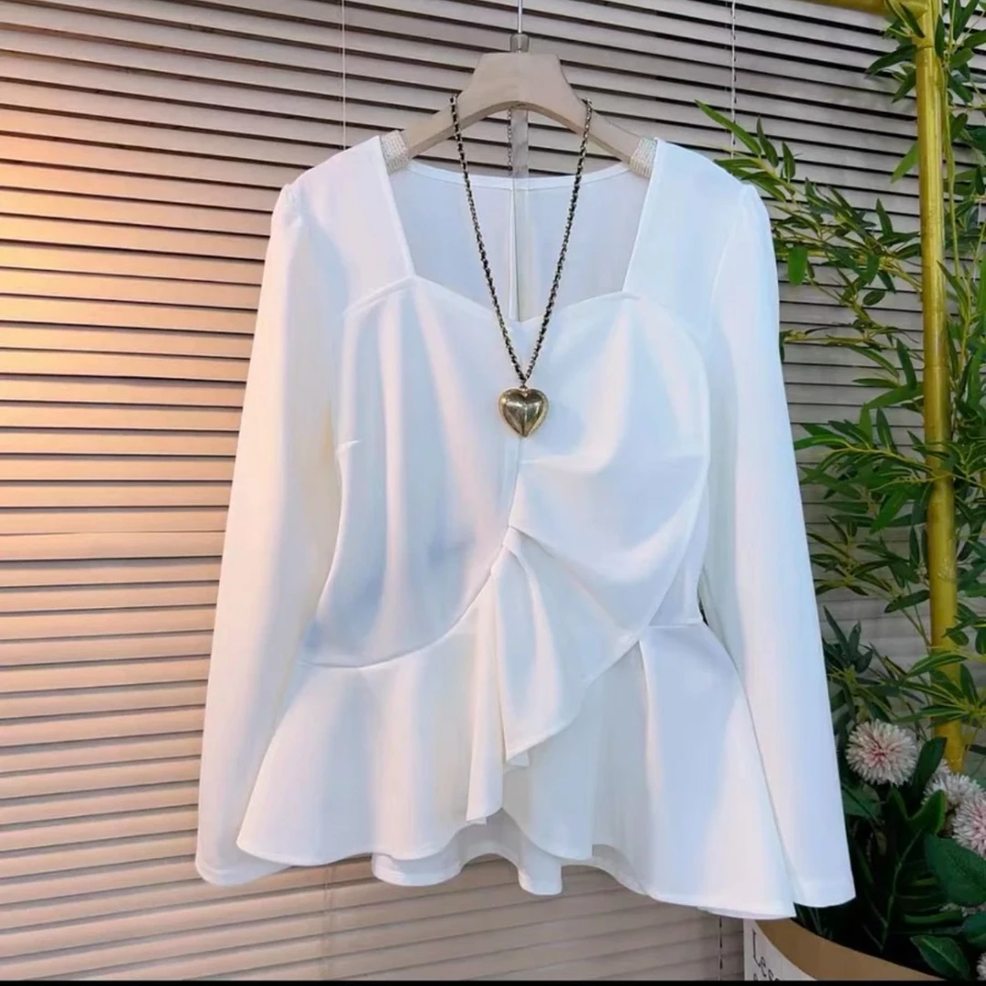 5263欧货新款早春大码女微胖mm显瘦收腰遮肚子长袖百搭洋气上衣女