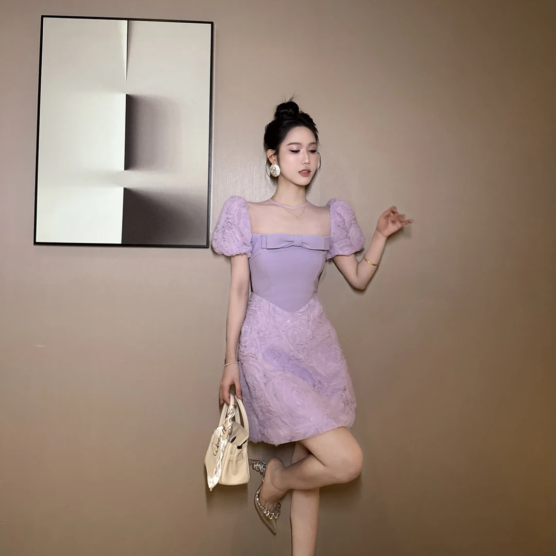 【时时原创】气质轻奢减龄法式赫本风时尚收腰生日宴会连衣裙15378