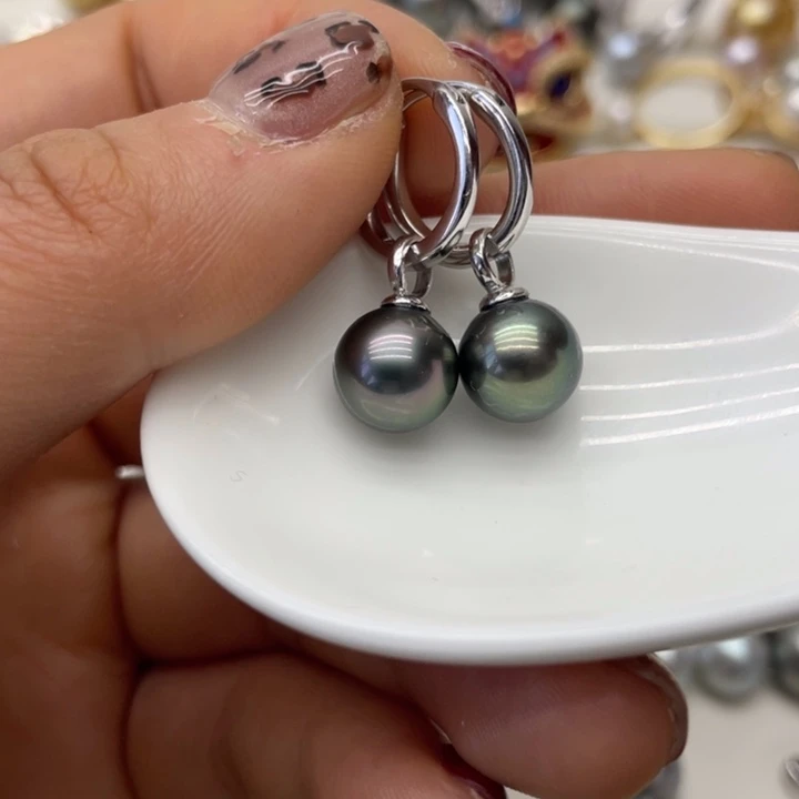 海水珍珠耳饰银S925镶嵌