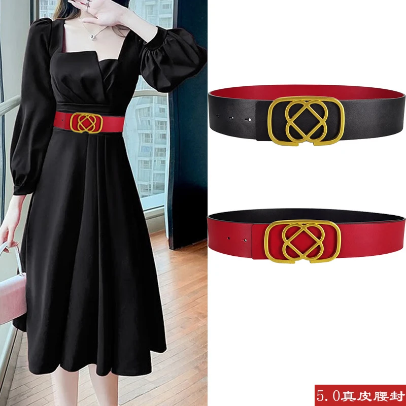 真牛皮女士腰带百搭款真皮腰封女双面通用外搭裙子时尚女束腰批发