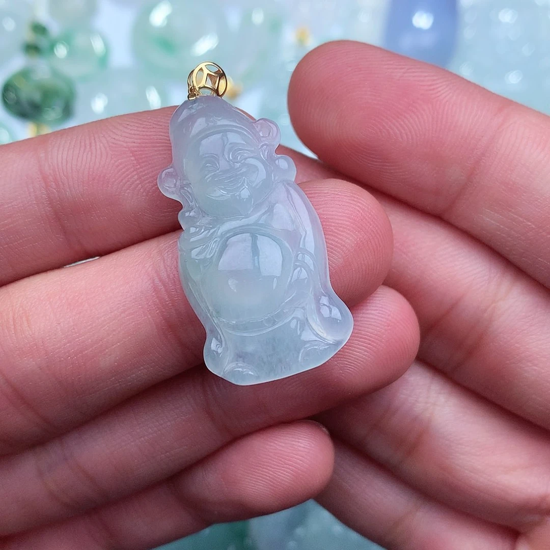 翡翠吊坠(不含链)18K金镶嵌