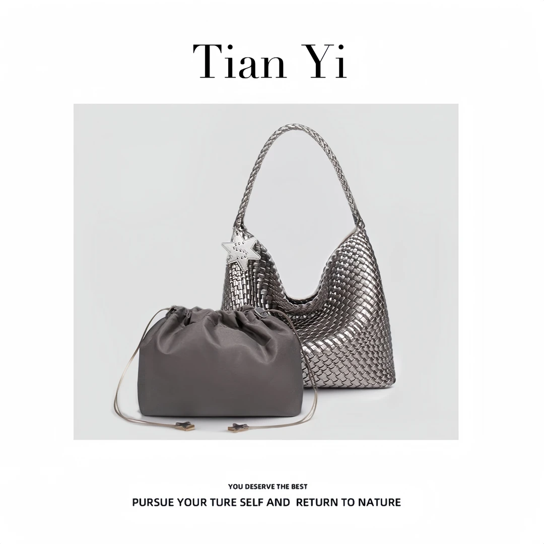 9106 编织银-2025新款轻奢单肩手提斜跨包
