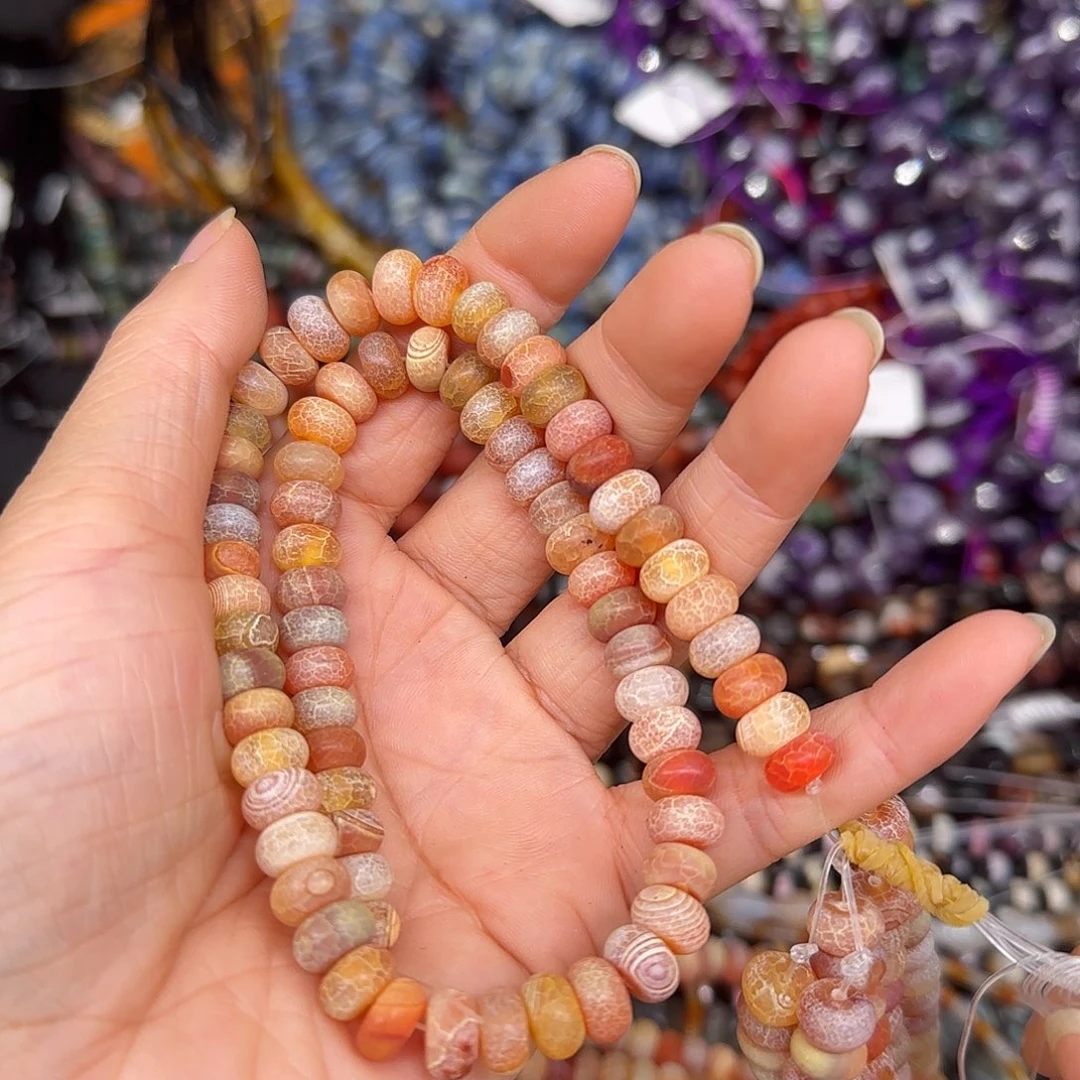 玛瑙/玉髓合金珠宝半成品风化玛瑙8mm算盘一条