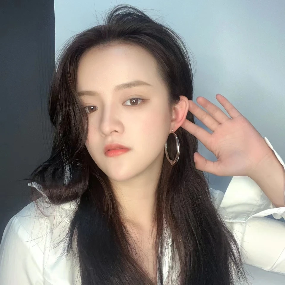 铜合金耳饰  耳畔圆舞曲！明星同款冷淡风女高级银色欧美圆圈耳环