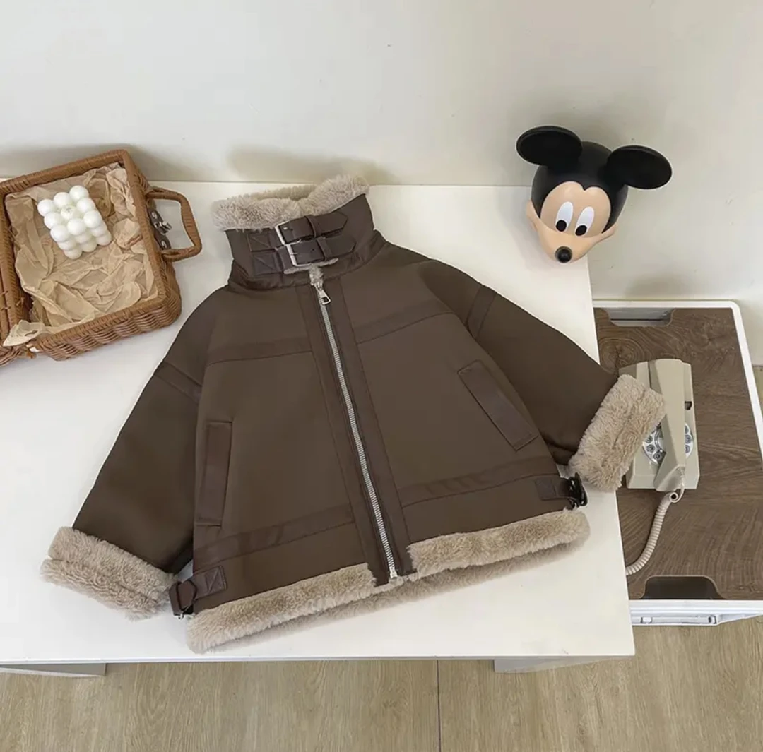 【小治粉丝专属】冬新款外套儿童潮酷加厚加绒韩版皮上衣潮 H437