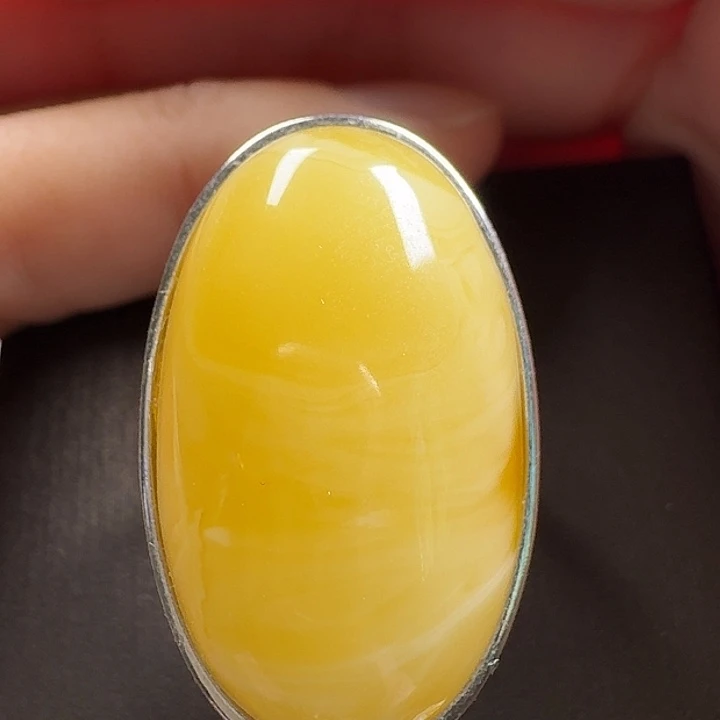 蜜蜡银S925镶嵌戒指戒指