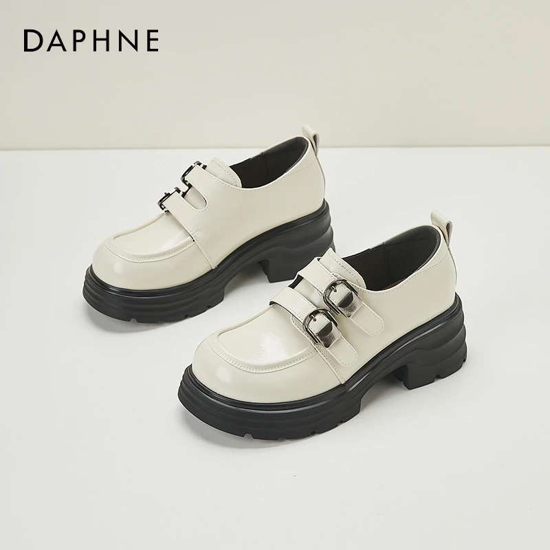 达芙妮乐福鞋女2025春季新款透气厚底增高复古英伦风百搭小皮鞋