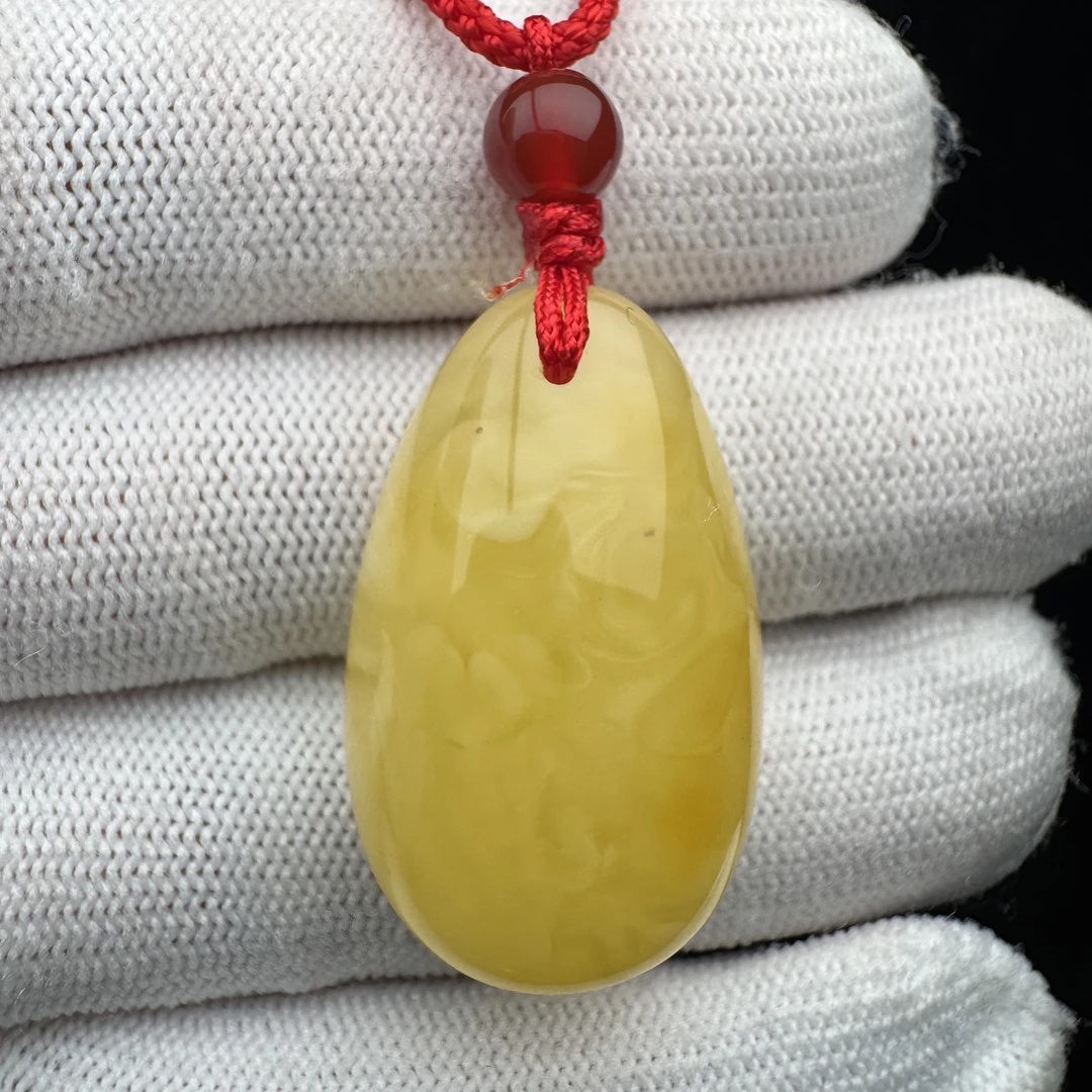 R1255天然原矿蜜蜡水滴牌18.8*30.8*11mm3.9g支持复检假一赔四