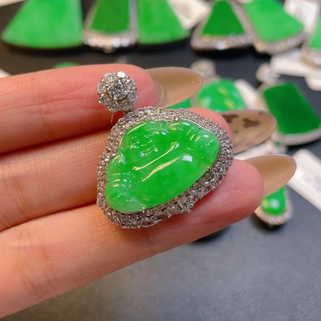 翡翠银S925镶嵌吊坠(不含链)