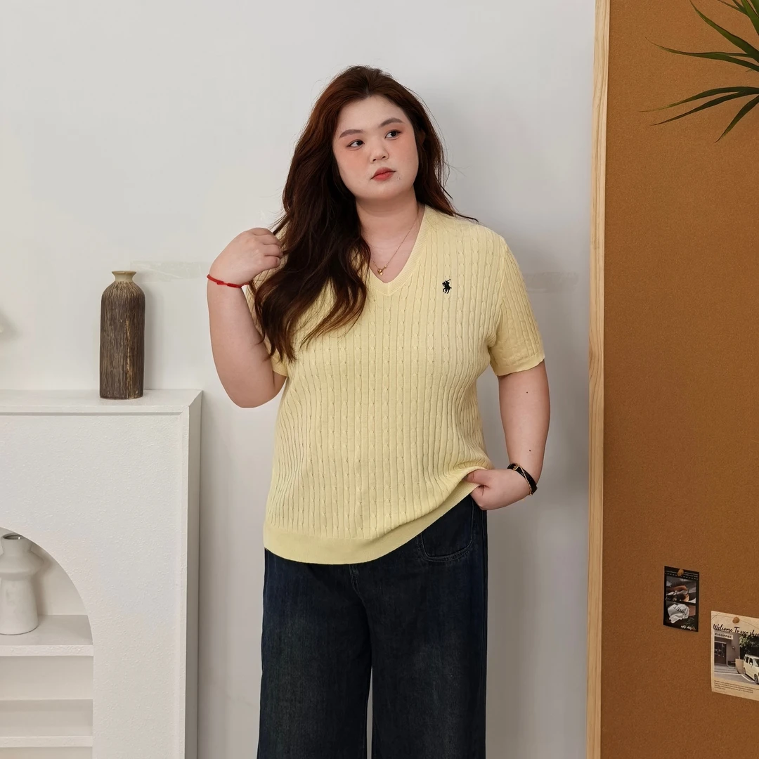 0603*减龄冰丝针织衫女夏季新款轻薄刺绣钩花POLO短袖T恤宽松上衣