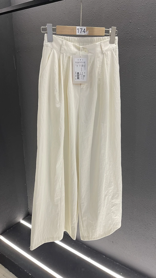 174休闲纯色高腰阔腿裤