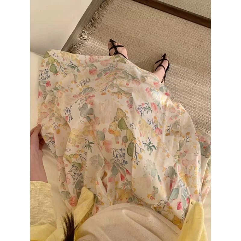 组合花色100%全棉夏季新款大摆气质纯色半身裙子女