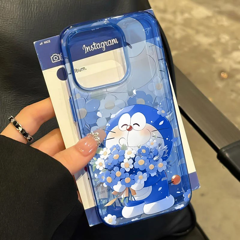 捧花哆啦A梦适用iPhone16苹果14_15PROMAX软胶13手机壳12防摔11/X