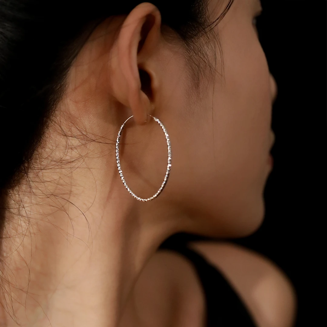 925银耳饰 柒 E20887 <车花闪烁>长椭圆形耳扣修饰脸型耳环银饰品