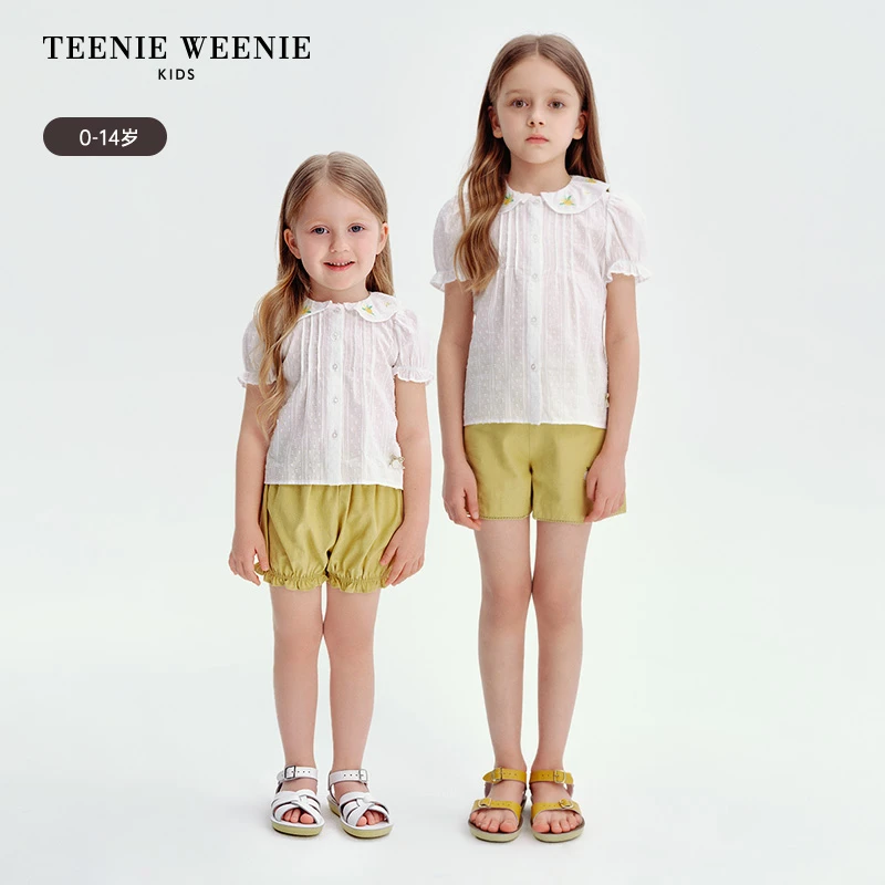 TeenieWeenie Kids小熊童装25夏季娃娃领泡泡袖衬衫TKYA256549N