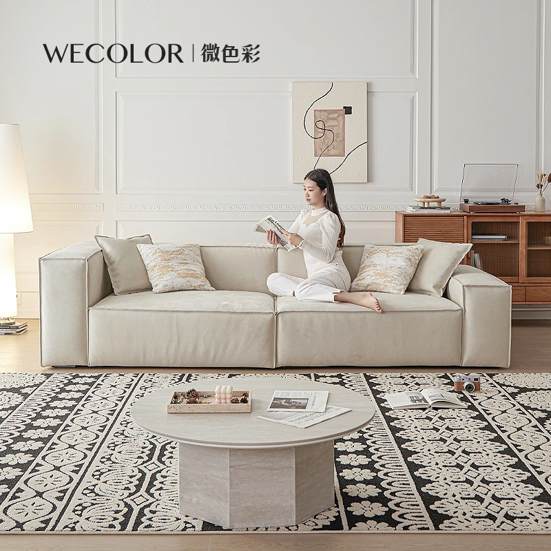 微色彩豆腐块沙发意式极简防猫抓小户型沙发直排设计师磨砂布沙发