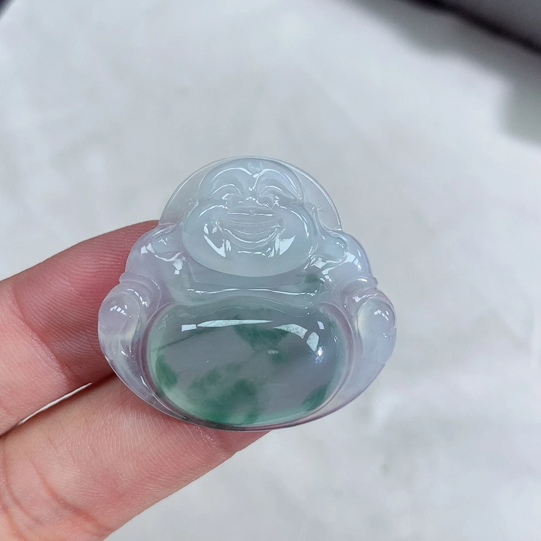 仨***俩颈饰未镶嵌翡翠冰种飘花佛公
