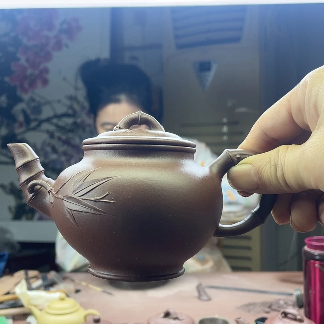 茶壶紫砂报春 紫泥 全手工