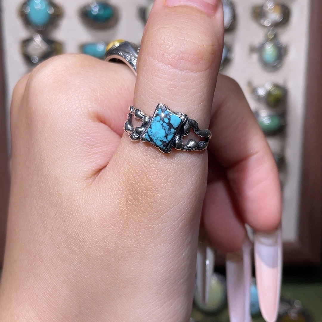 绿松石银S925镶嵌戒指