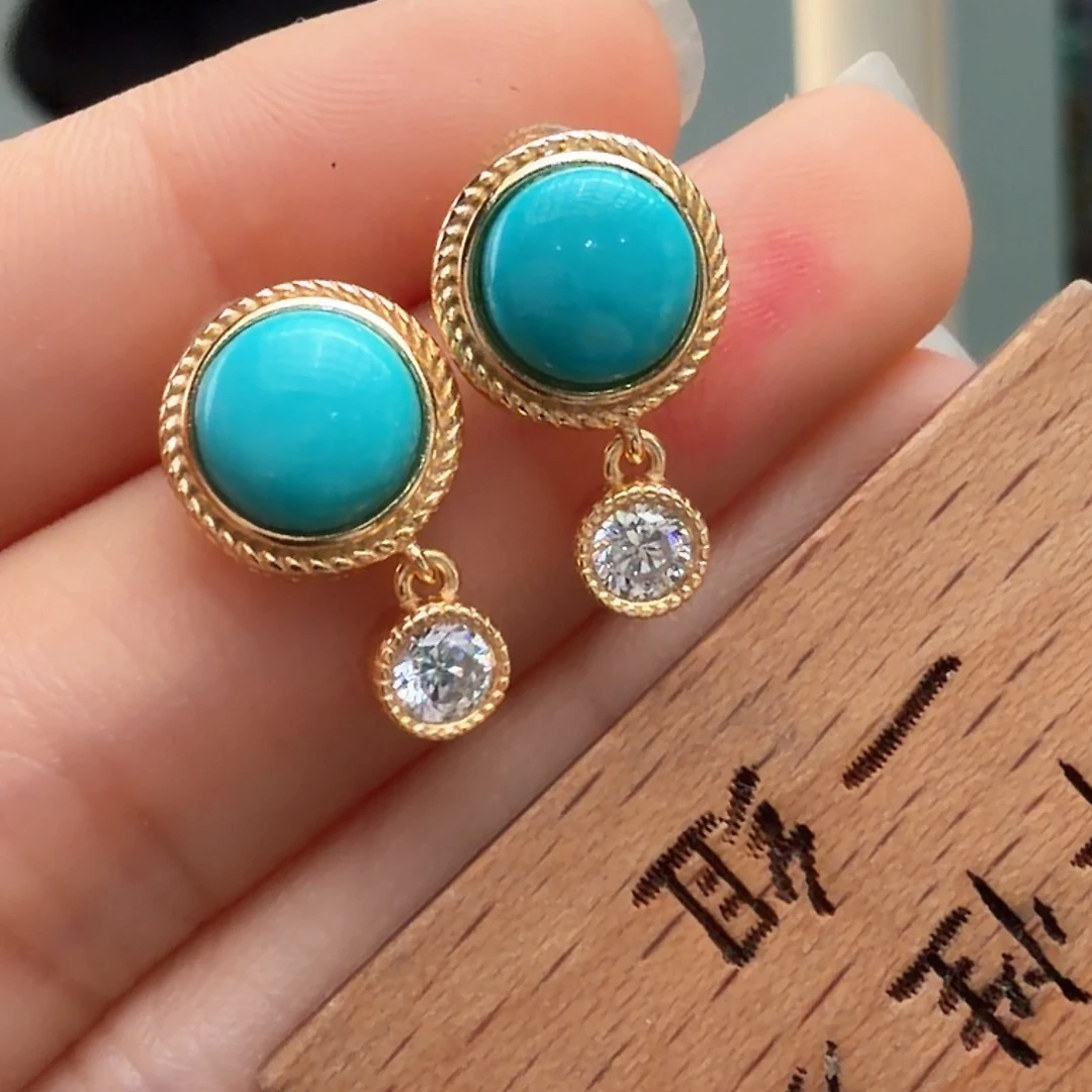 绿松石未镶嵌耳饰