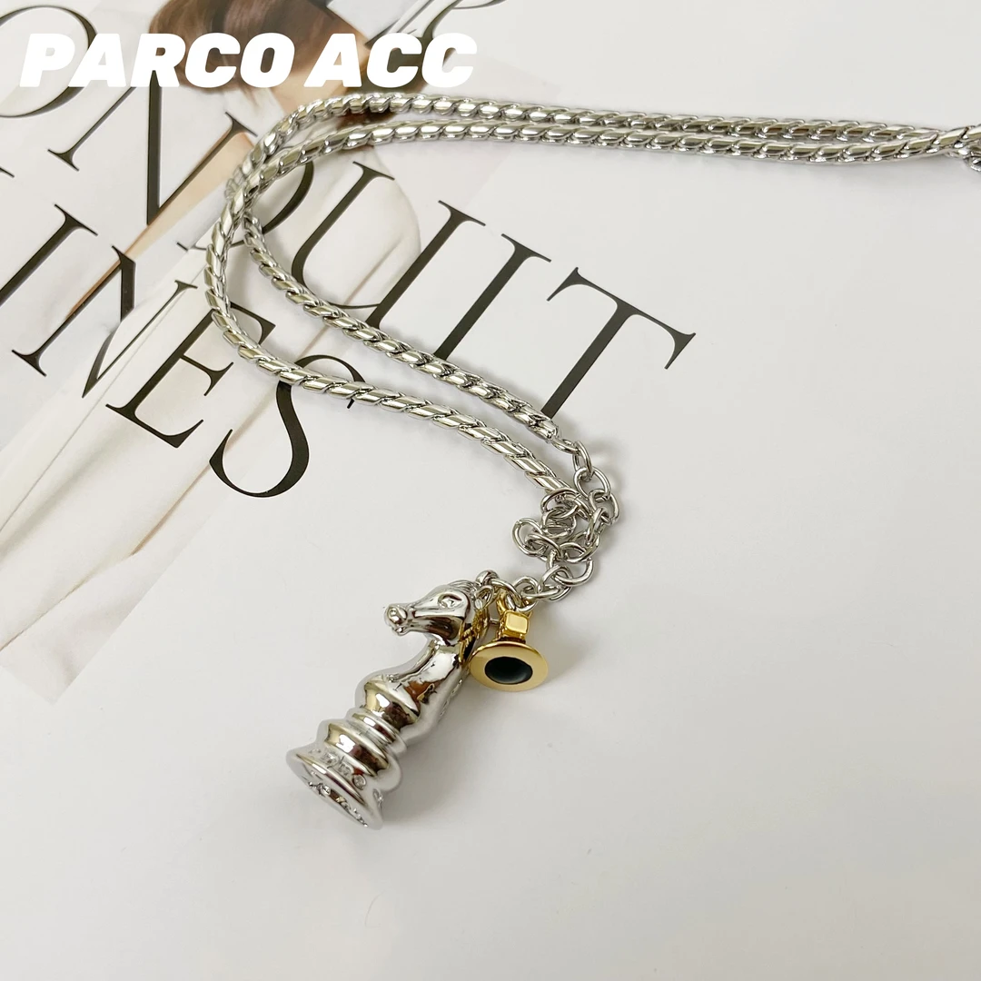 铜合金项链 F319 重工星球象棋马项链