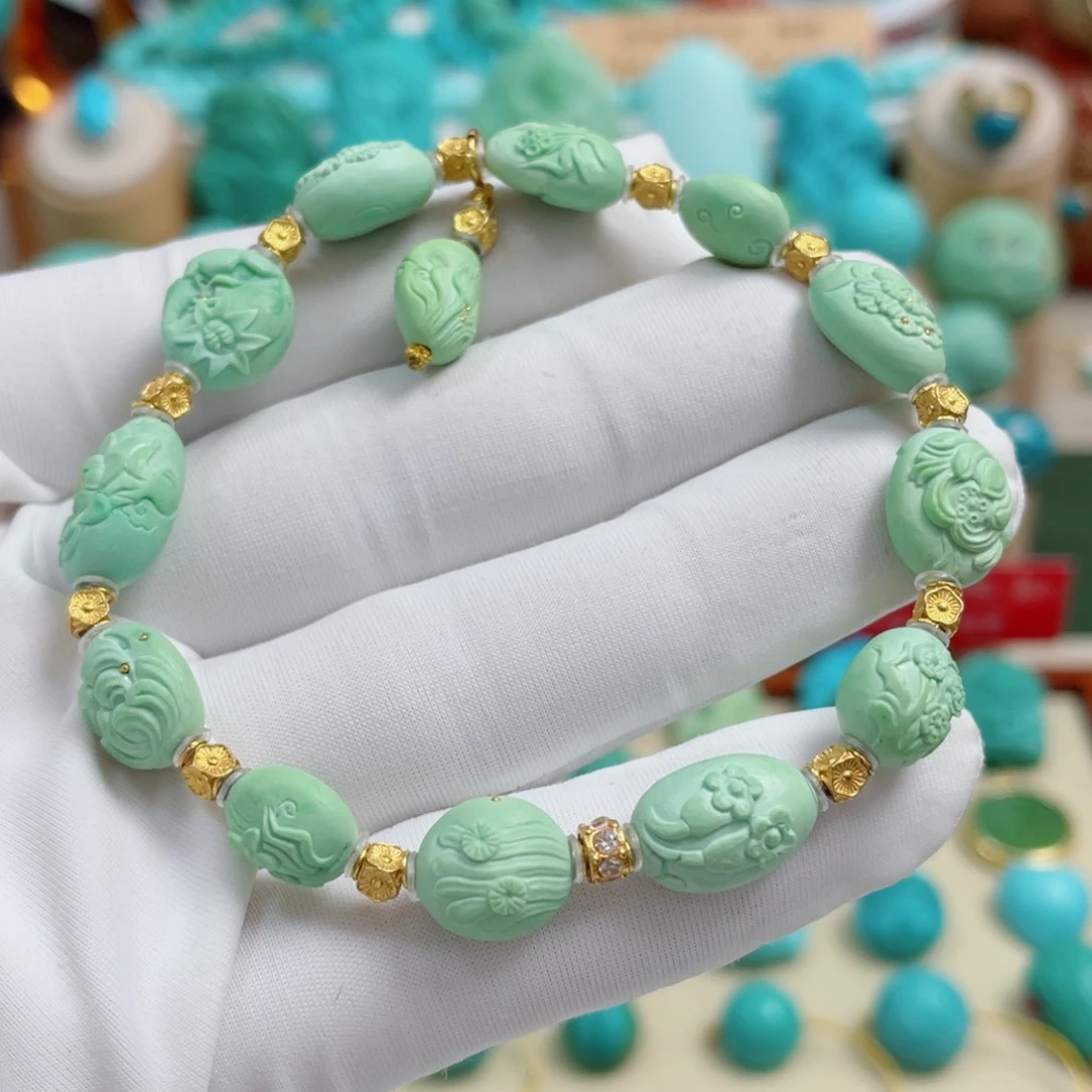 绿松石18K金镶嵌珠宝奇石