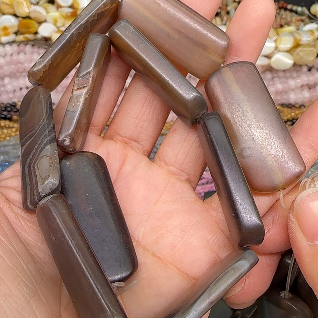 玛瑙/玉髓合金珠宝半成品老料玛瑙牌子17-38mm一条