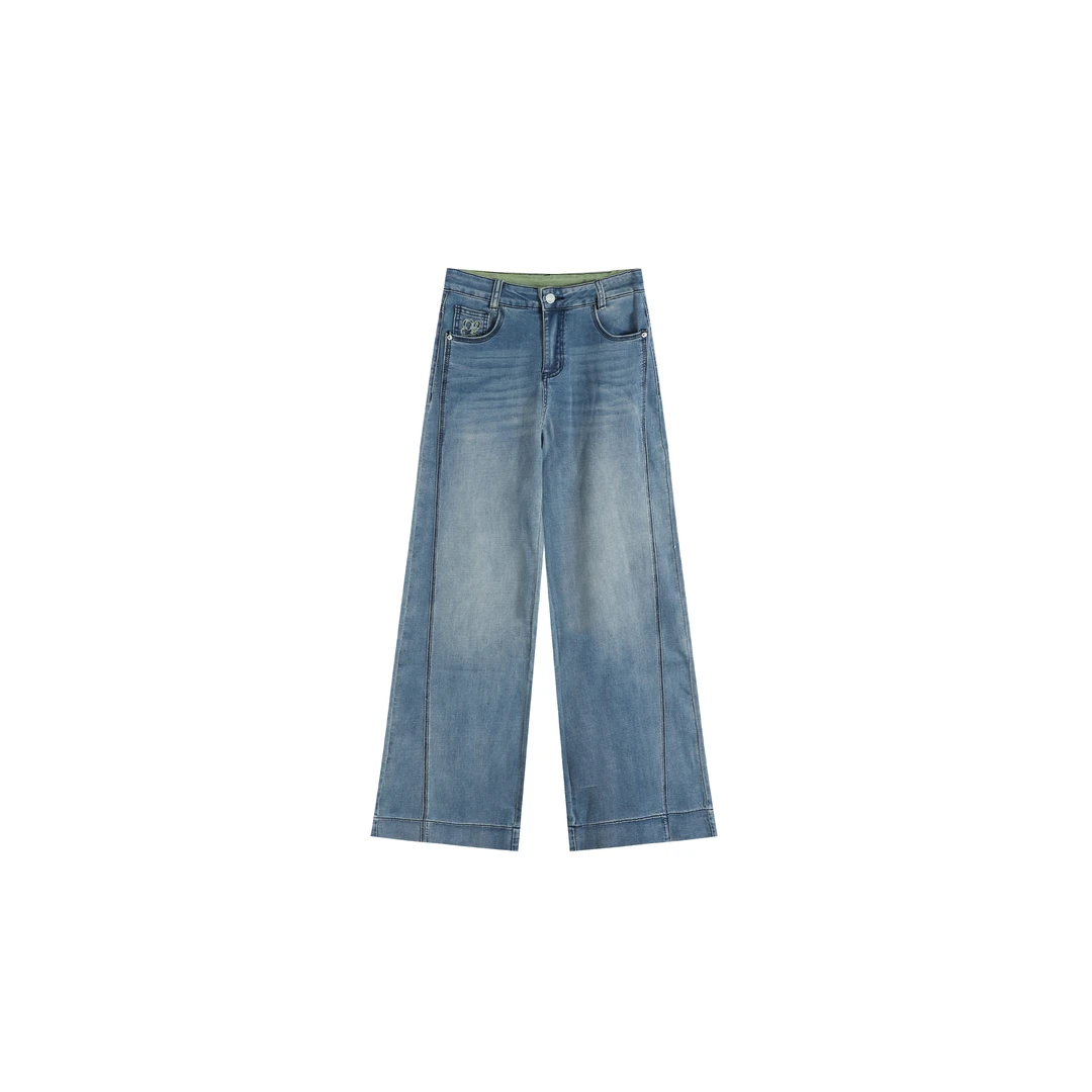 （TY）简约气质压线垂感百搭直筒牛仔裤 1051