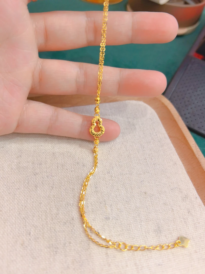 足金999葫芦双链蹦迪珠珠手链5G黄金手链精致百搭黄金手链5028