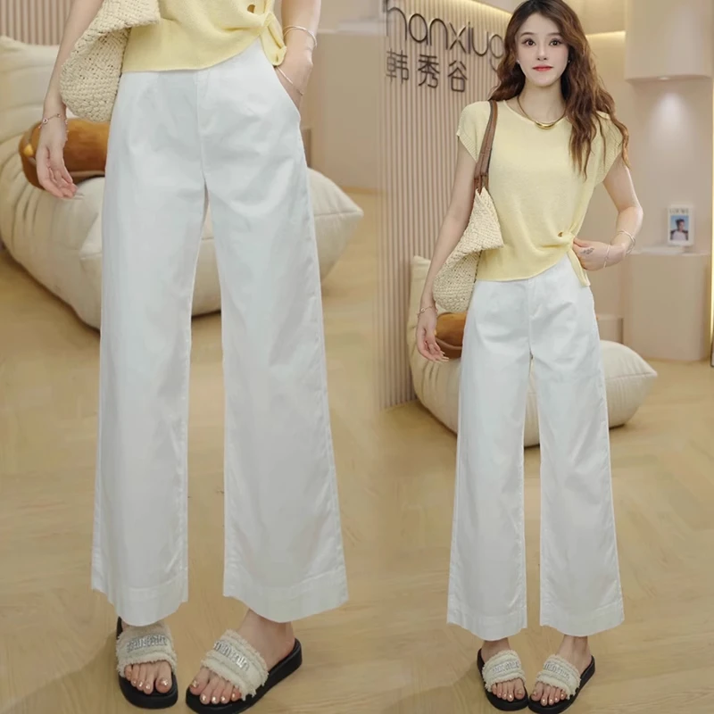 时尚休闲裤女2025夏新款洋气质高腰显瘦百搭宽松直筒阔腿九分裤潮