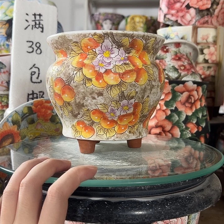 景德镇手绘花盆满38包邮偏远地区除外