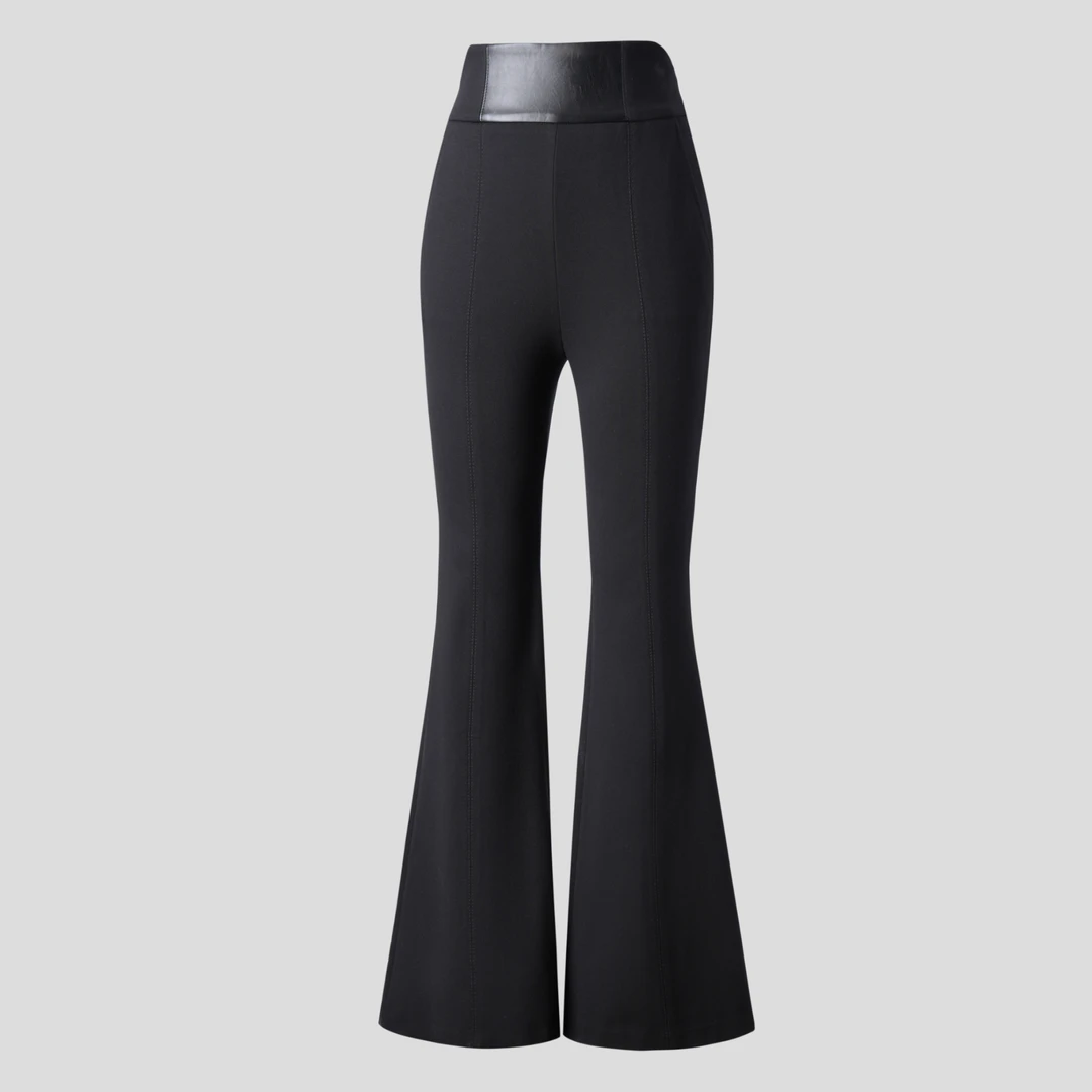 LUYU/鲁遇设计师黑色时尚高腰休闲百搭简约高腰微喇裤LYA5K657