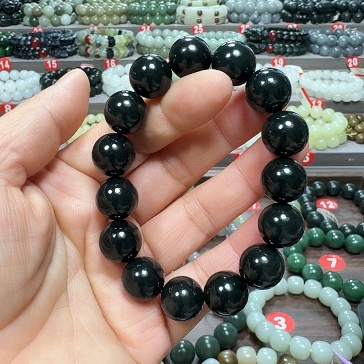 未镶嵌手链和田玉新疆黑青卡14