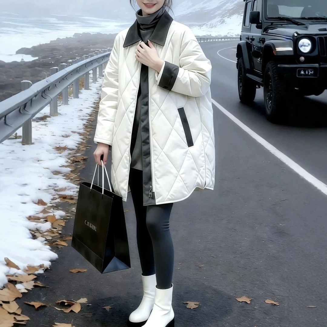 2025秋冬新款时尚显瘦气质网红洋气女高级百搭宽松棉服潮码棉服潮