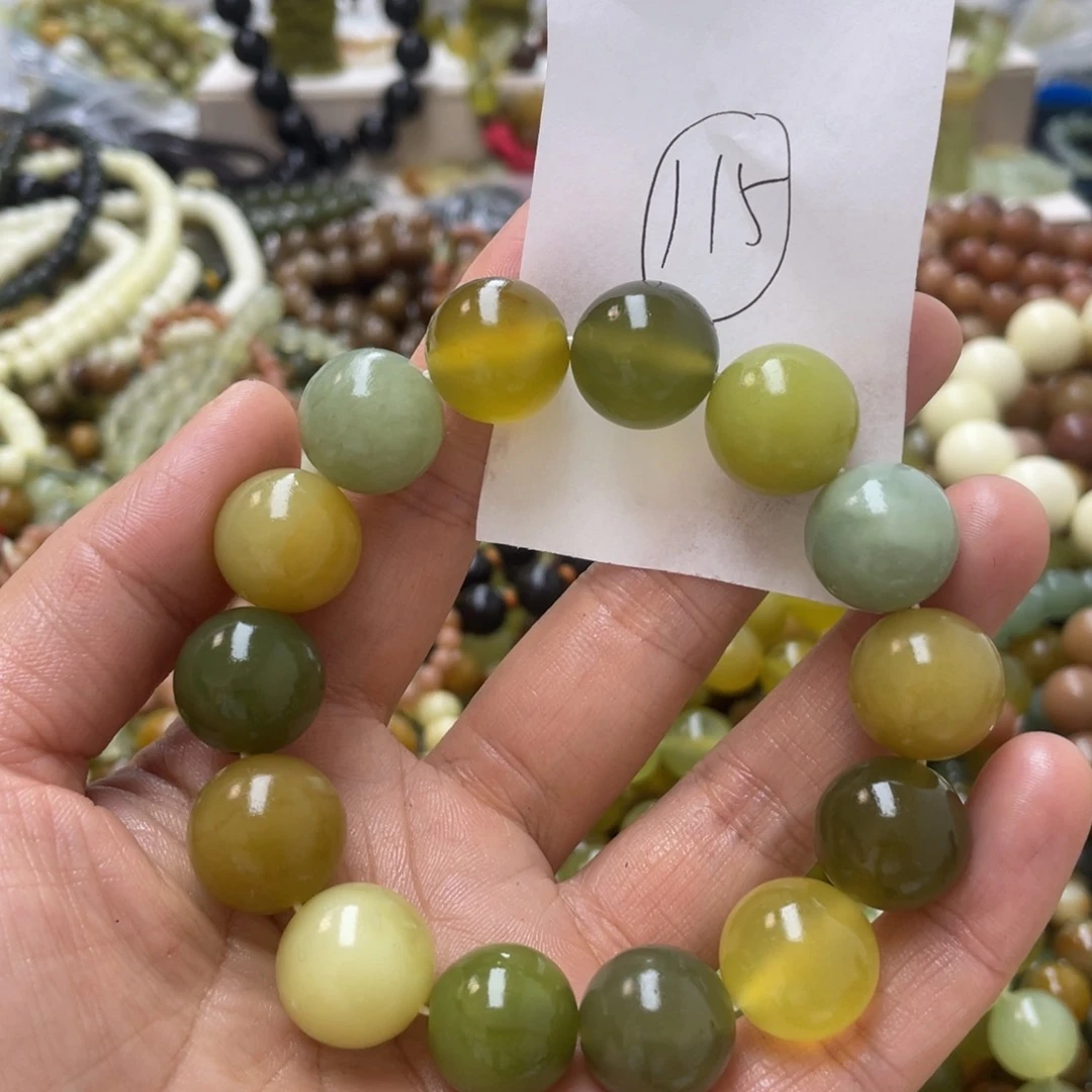 蛇纹石玉手链合金灵*