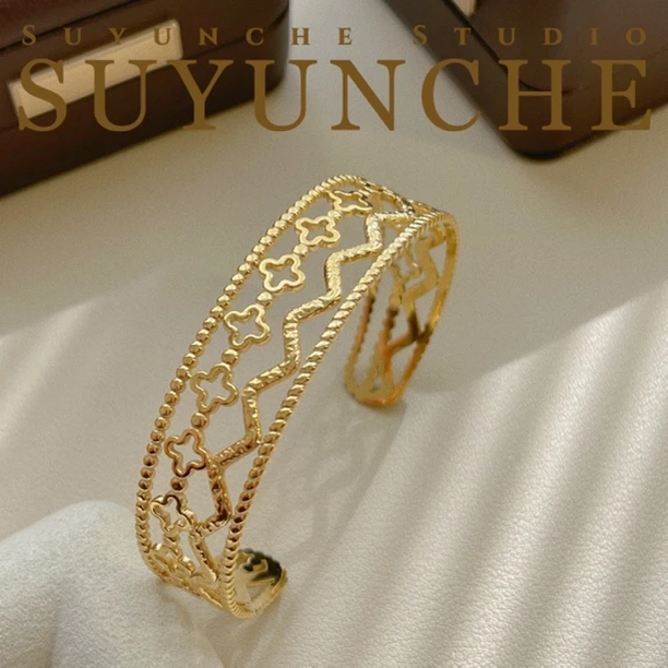 钛钢手镯 Suyunche2647轻奢蕾丝复古【几禾】手镯