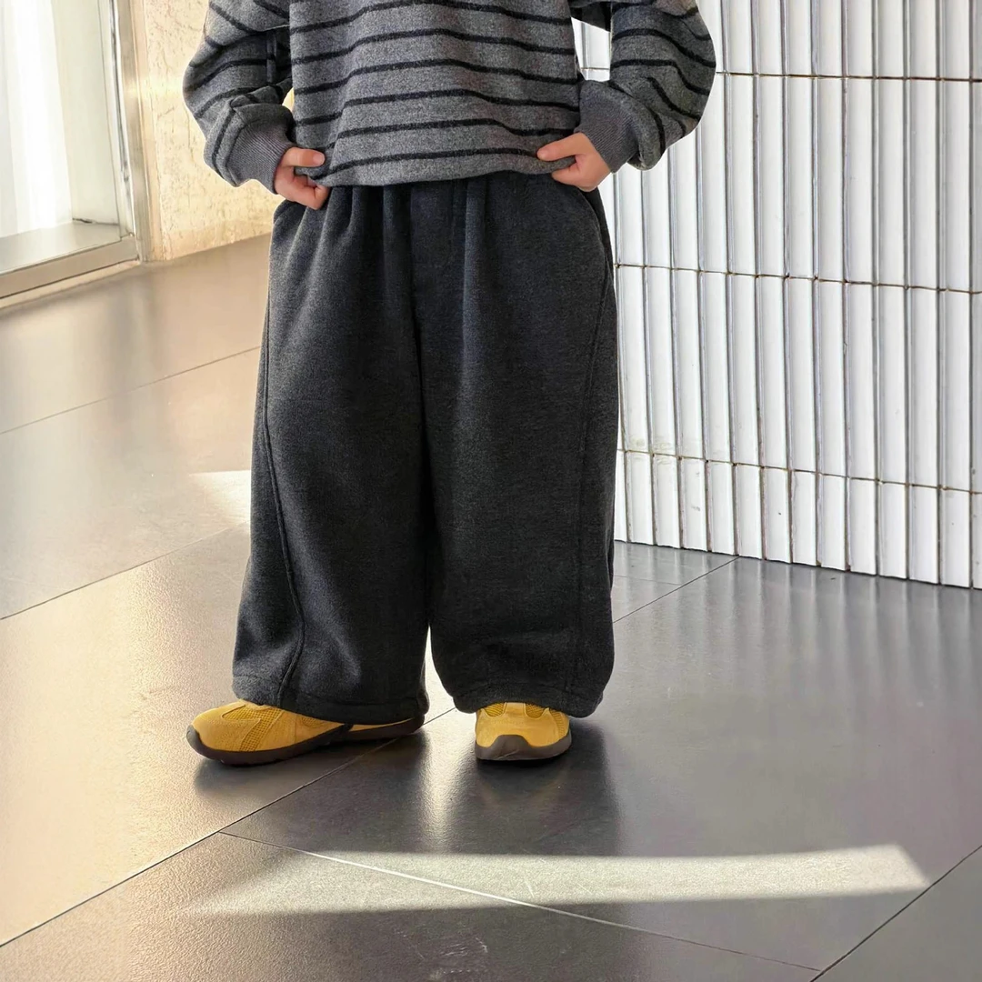 MT【冬季日韩风】男女童ins风时尚百搭一体绒裤子新款儿童加厚卫裤