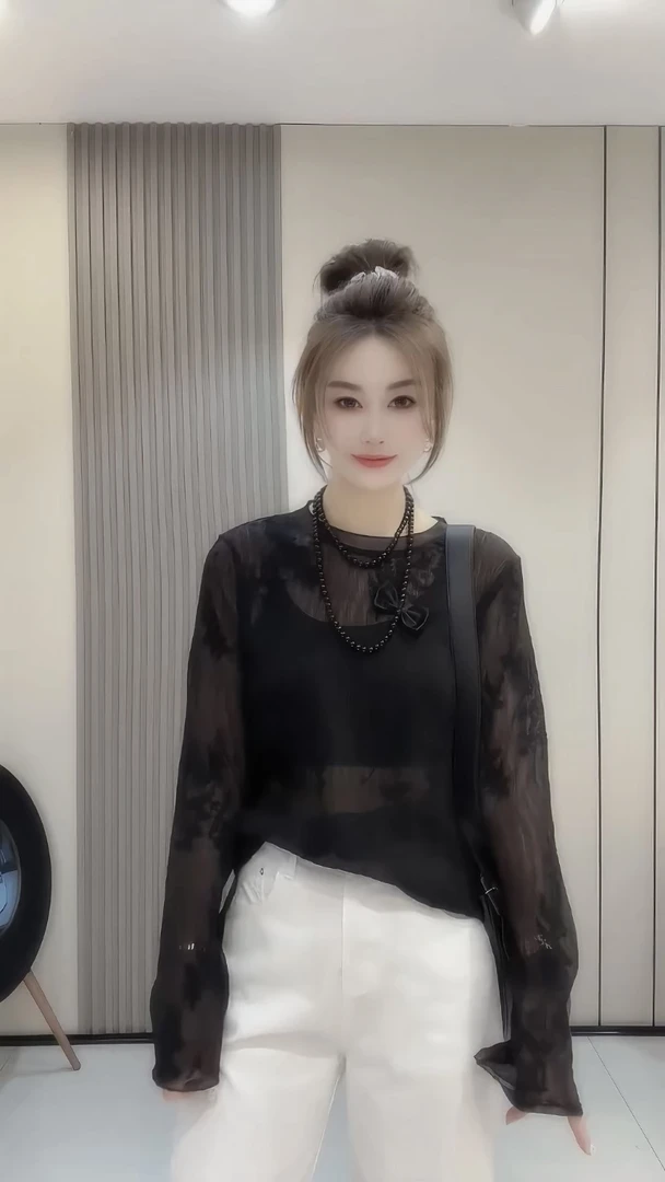 高级感蕾丝时尚圆领长袖衬衫女2025夏新款薄款网纱防晒罩衫上衣