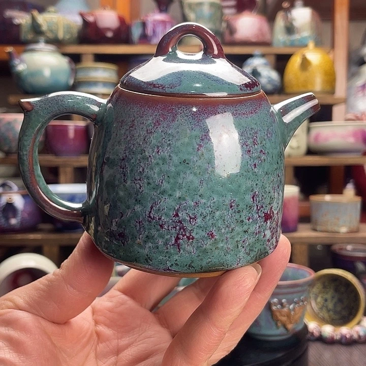 瓷杯子钧瓷窑变壶微瑕