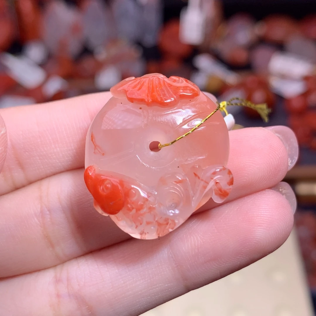 南红玛瑙未镶嵌珠宝半成品锦鲤