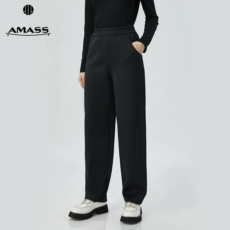 阿玛施AMASS新款香蕉裤休闲百搭简约直筒显瘦休闲九分裤女5100519