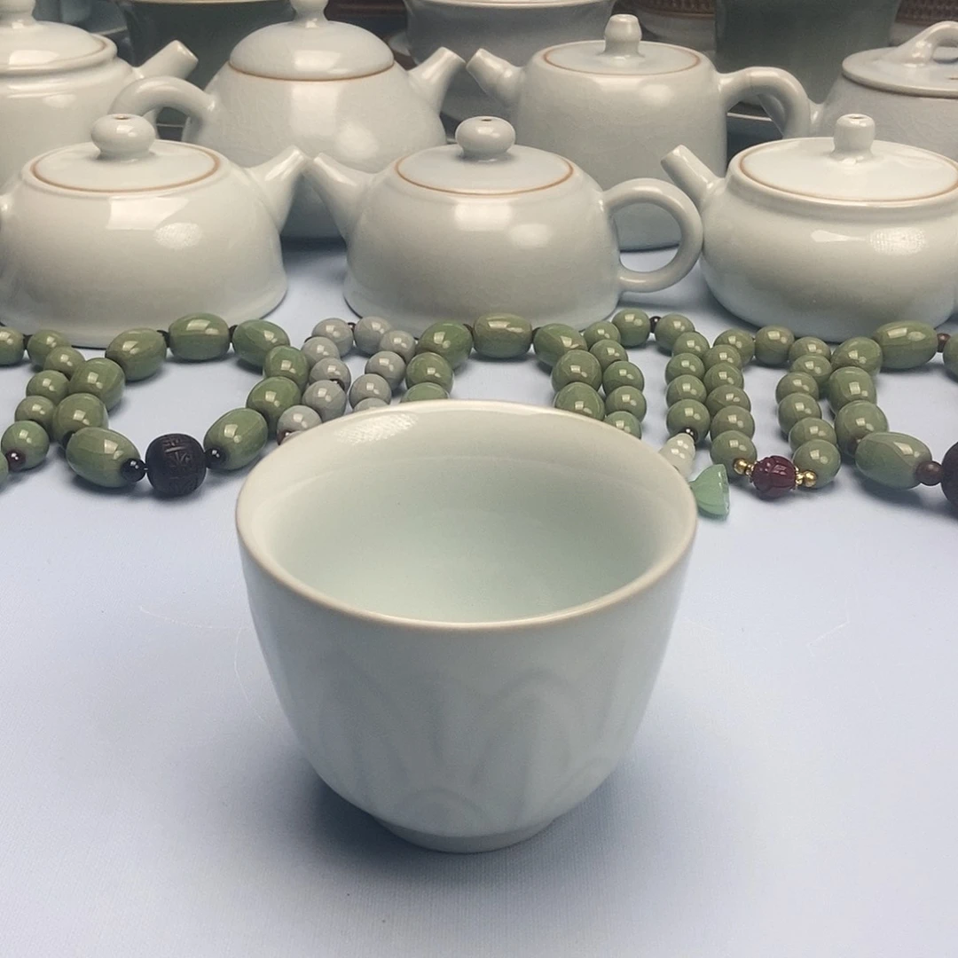 杯月白莲花玉兰杯原矿原釉原产地