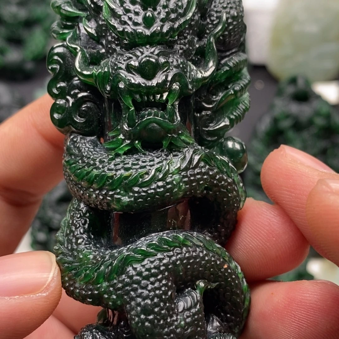 定制翡翠未镶嵌天然翡翠A货龙柱