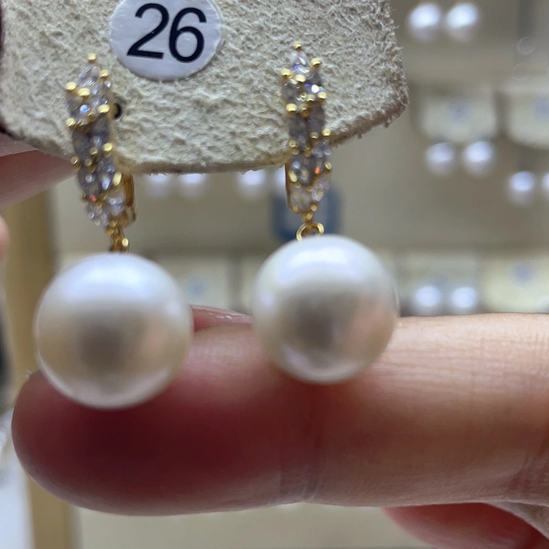 银S925镶嵌淡水珍珠耳饰
