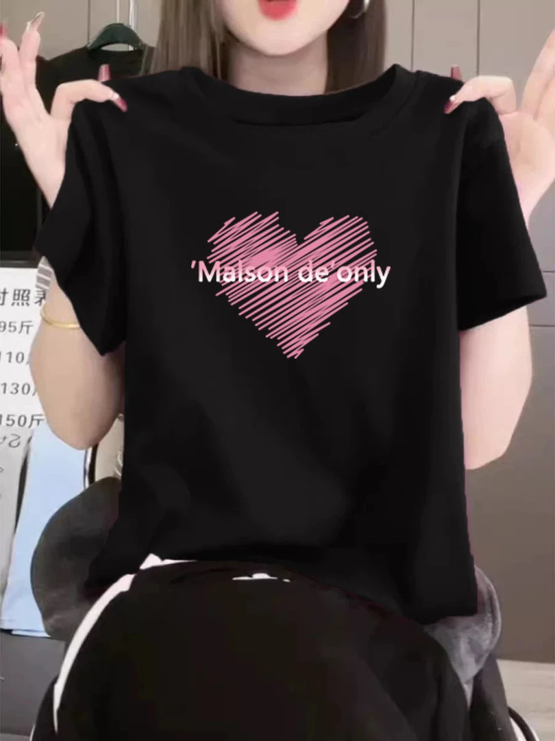 黑色显瘦夏季正肩新款短袖上衣高级感棉质百搭女款圆领t恤打底衫